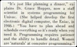 Grace Hopper, now a staff scientist in systems programming for Univac.