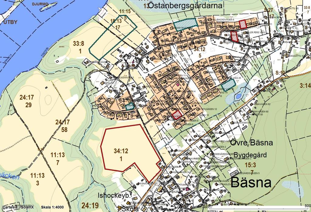5 Bäsna I Bäsna finns ett fåtal lediga tomter avsedda att bebyggas med enbostadshus på såväl kommunal som privat mark. Tomterna variera i storlek från knappt 1000 m 2 till 2000 m 2.