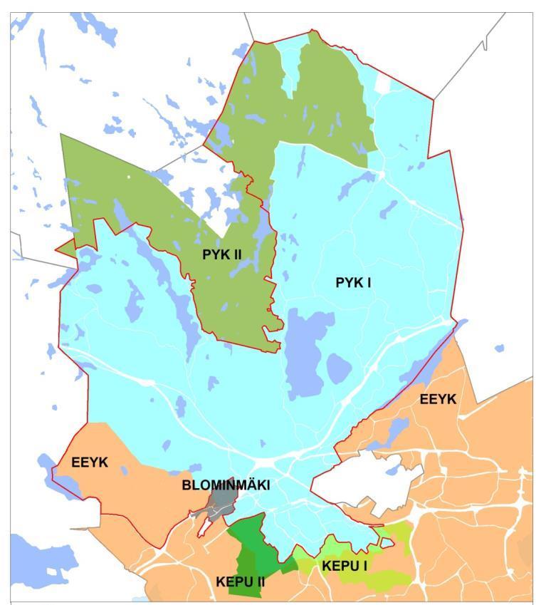 13 (20) De gällande generalplanerna med rättsverkningar i planområdet är generalplanen för Esbos norra delar, del I och del II samt generalplanen för södra Esbo (Esbogårds område).