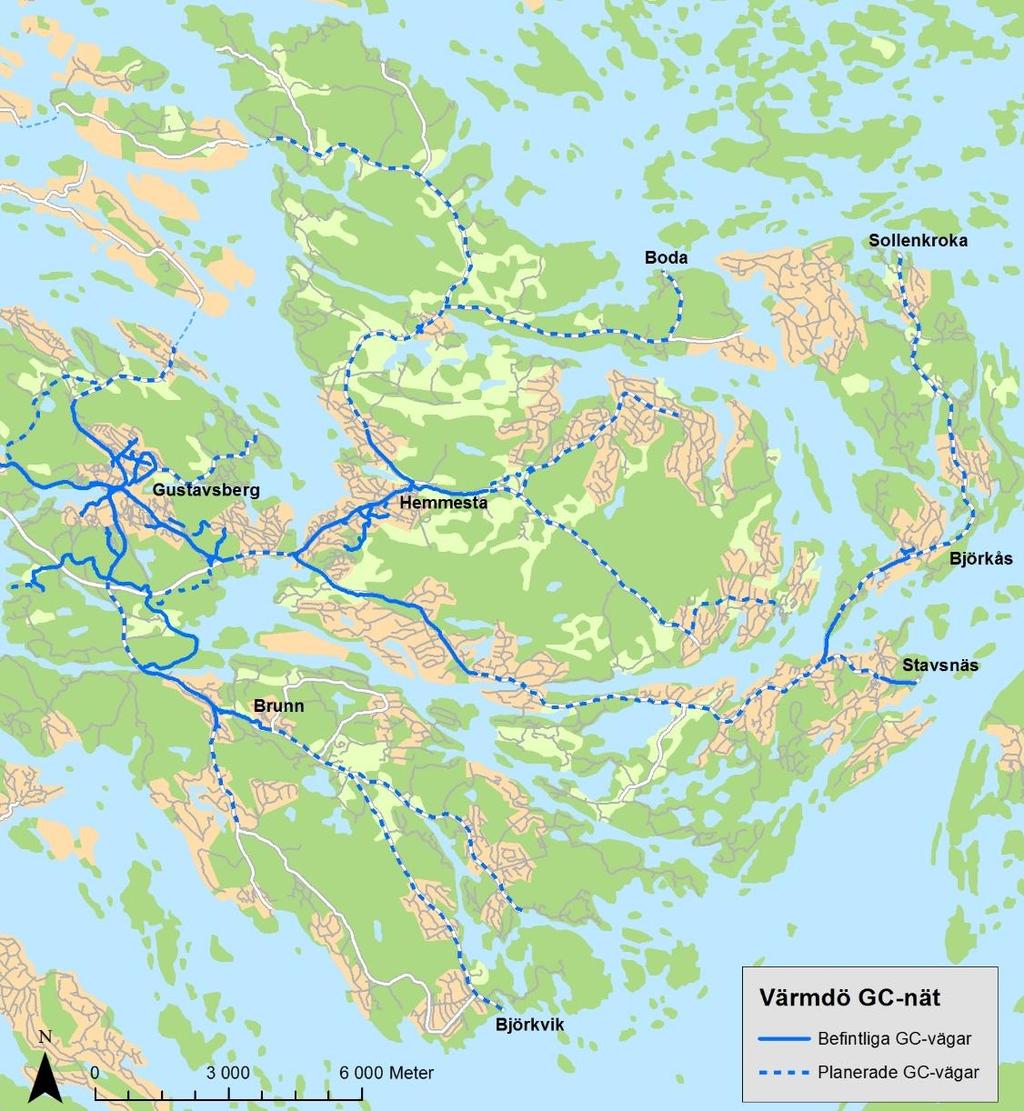 11 Figur 2.3 Planerade gång- och cykelvägar i Värmdö 2.