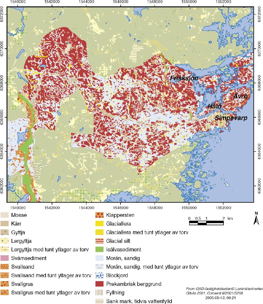 Figur 4-4. Jordartskarta över Simpevarpsområdet.