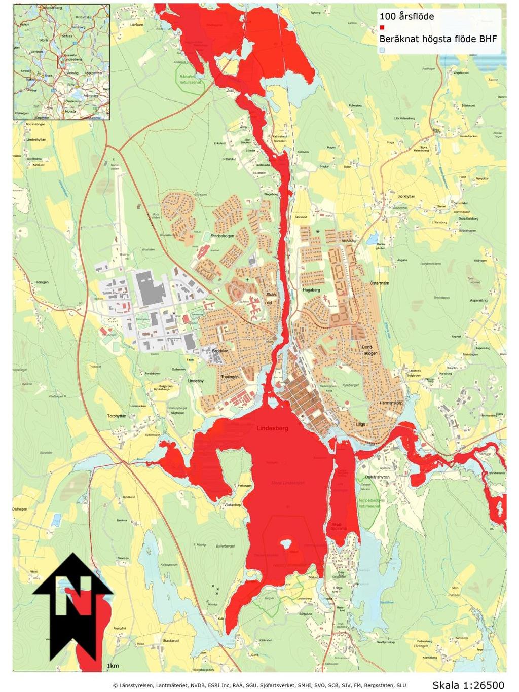 3. Karta med avgränsning Slutgiltig avgränsning av Lindesbergs-området görs när riskhanteringsplanen ska färdigställas i slutet på 2015 eftersom den styrs av planens åtgärder.