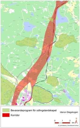 Figur 7.9.1-3. Områden norr om Hudiksvall som ingår i Länsstyrelsens bevarandeprogram för odlingslandskapet.