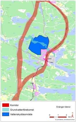Dessa är koncentrerade till områden kring Hudiksvall och Iggesund och utgörs huvudsakligen av energibrunnar i korridorens östliga delar, jfr figur