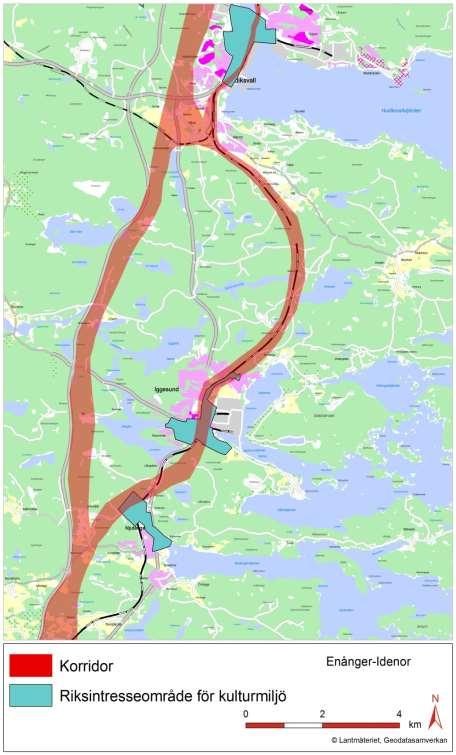 Figur 4.6-2. Riksintresseområden för kulturmiljö vid Hudiksvall, Iggesund och Njutånger.
