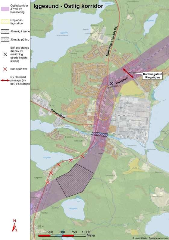 plankorsningen på Radhusgatan/ Ringvägen föreslås byggas om till en planskild korsning, se figur