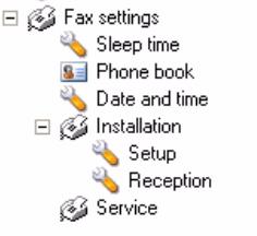 INSTÄLLNINGAR AV FAX FRÅN PROGRAMMET TOOLBOX (FAXMODELL) Från programmet "Toolbox" kan du korrekt göra en kontroll av alla huvudfunktioner som utförs på faxläget.