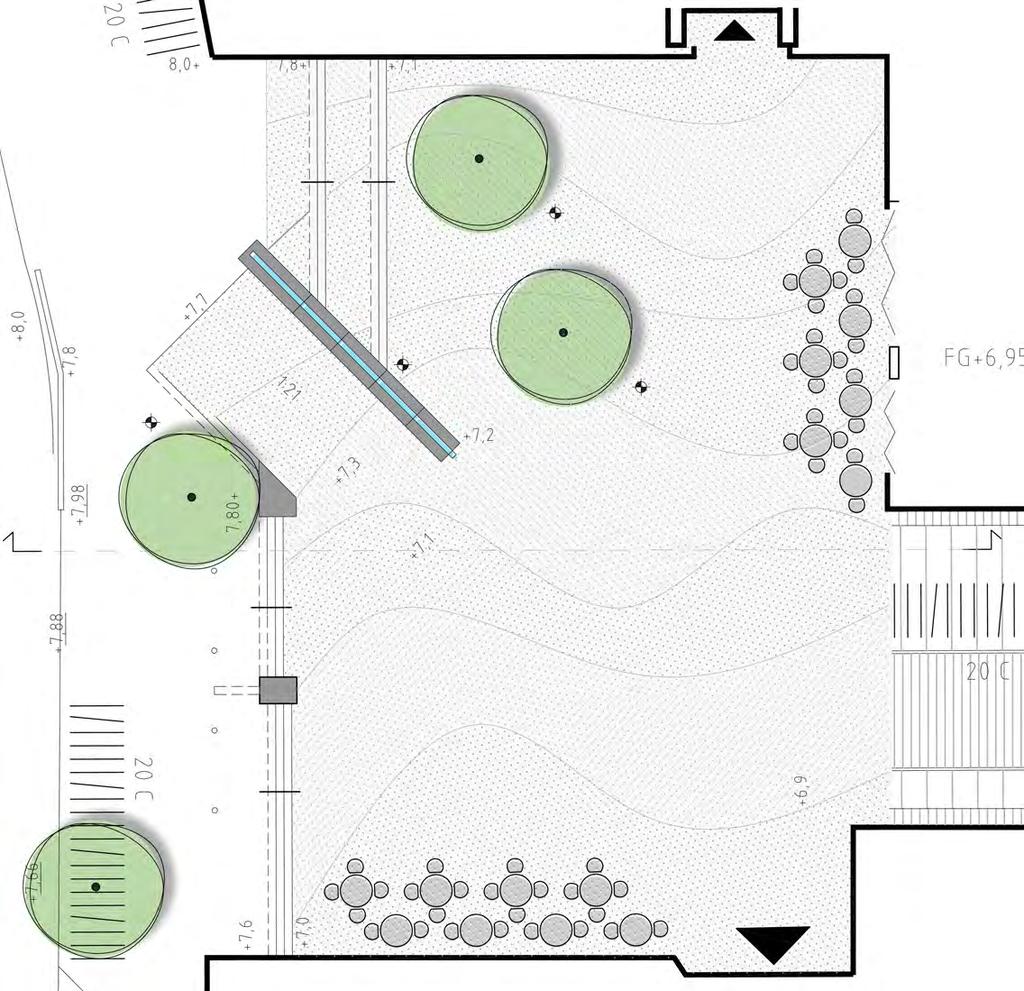 Material och komposition kopplas till bibliotekets arkitektur och inre rum.