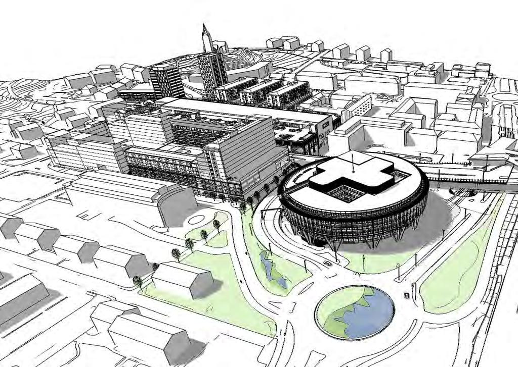Innerstadens entréer förslag - material och principer Västra och östra entrén är sekvenser som länkar innerstaden mot angränsande bebyggelse och stadsstrukturer och övergången blir mer flytande.