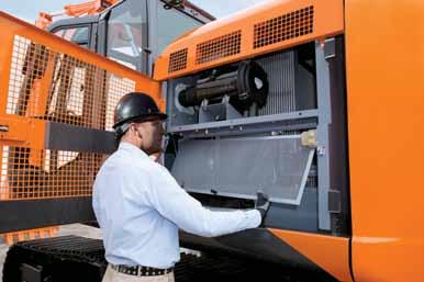 Från marknivå är det enkelt attbyta bränslefilter, motoroljefilter, luftfilter samt dränera dieseltanken.