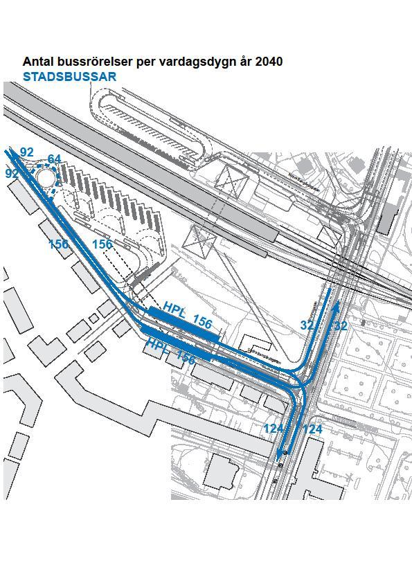 Utöver regiontrafiken kommer resecentrum också att trafikeras av tre linjer i stadstrafik samt två servicelinjer.