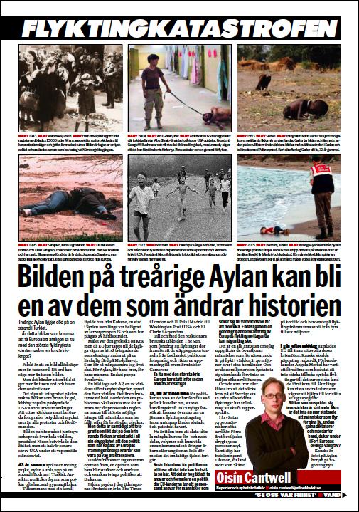 honom är det inte konstigt att vi reagerar. Det är dessutom effektfullt att Alan finns med på två bilder på samma sida en där han skrattar och en där han är död.