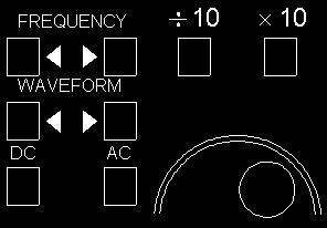 Funktionsgeneratorn Tryck FREQUENCY, AC eller DC. För varje ytterligare intryckning av knappen markeras en siffra/symbol som kan förändras.