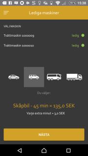 tvättanläggning Ger val av fordon och pris Faktura- eller kortkund Din position för visa lediga anläggningar Val av anläggning och