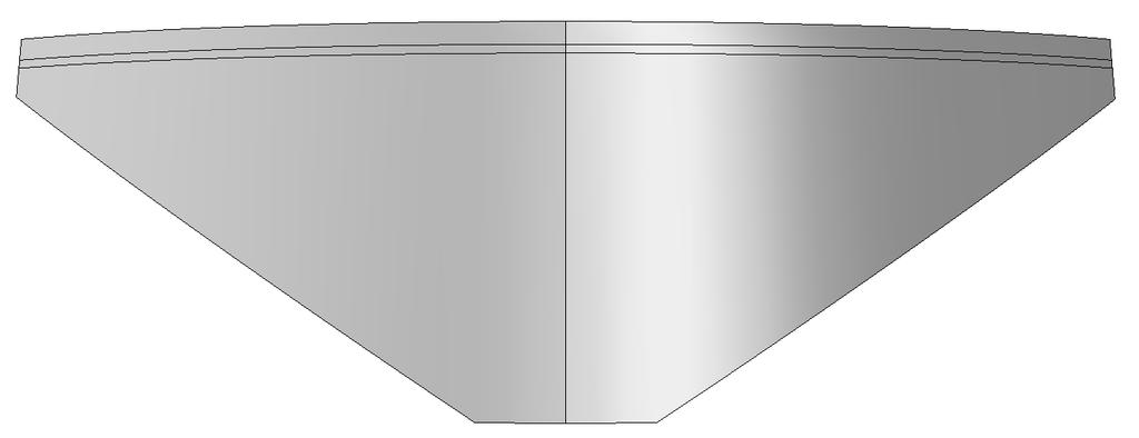 Figur 9.10 Geometri på valvdamm som analyserats för bågknäckning. a) b) Figur 9.