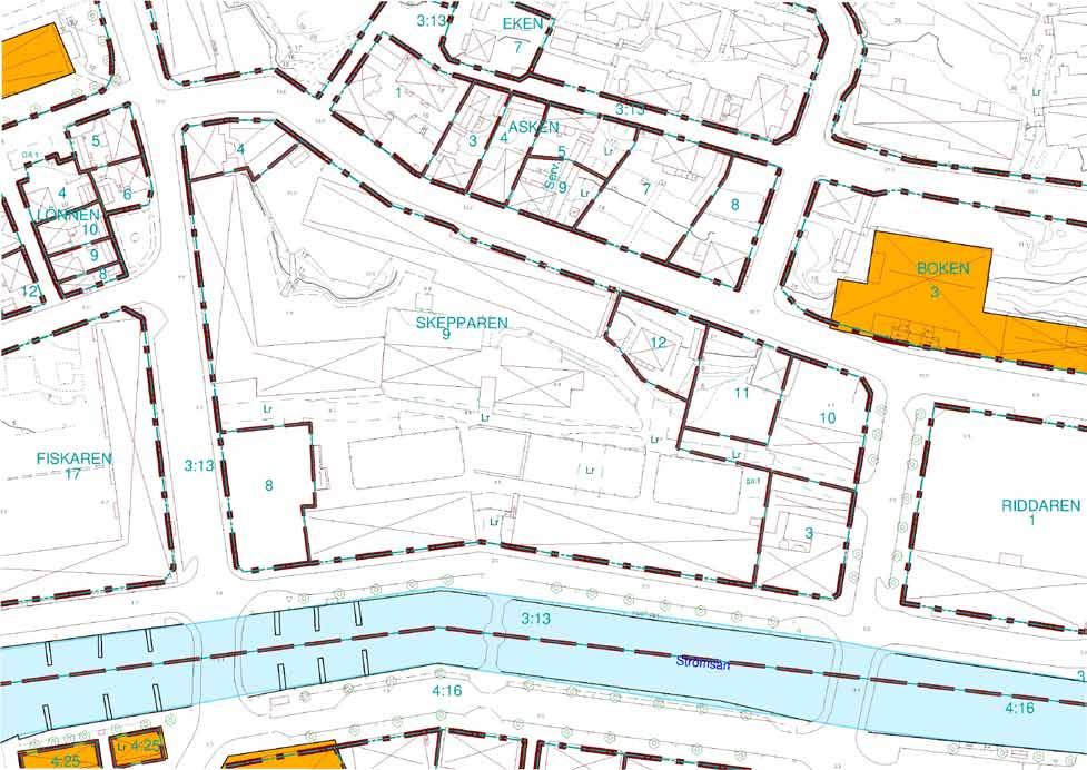 Ill. 1. Fastighetskarta över kv Skepparen i Strömstad.