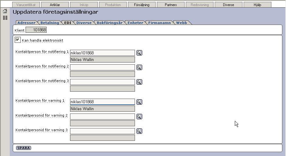Senast uppdaterat: 15-05-06 Exder Coop ESAP 20.1 v1.5 Sida 22 av 45 I exemplet ovan har vi lagt upp så att Niklas får ett e-mail när en order har kommit in i Exder.