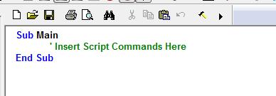 Exempel på skript Basic-skripten är rena textfiler (men med efternamn.bas), och kan därför redigeras i vilket program som helst som kan redigera text, t.ex. Anteckningar (Notepad).