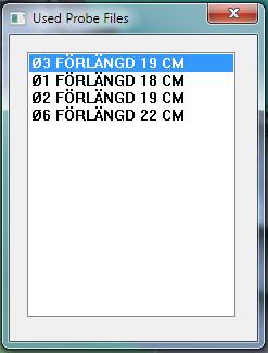 Exempel på skript ListProbes.BAS Nästa skript går igenom aktuellt mätprogram och listar namnen på alla använda mätspetsfiler, i den ordning de används.