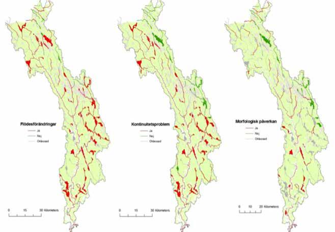 DEL 1 Figur 38. Antal förändringar mellan högre och lägre flödesnivåer före och efter reglering. vattennivådata.