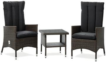 493 ) 2 stolar + bord Trädgårdsstol Malaga i grå konstrotting med justerbart