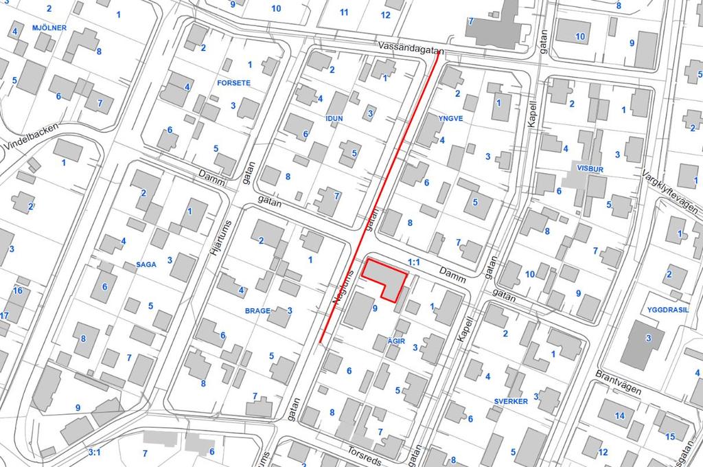 2.4 Fastigheten Ägir 9 Figur 7 Ledningssträcka 4 i Strömslund (röd sträcka avser redovisad