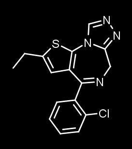 2-etyl-4-(2-klorofenyl)-6H-tieno[3,2- f][1,2,4]triazolo[4,3-a][1,4]diazepin (Scifinder) 2.