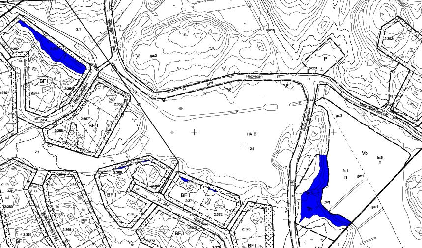 9 (12) Blåmarkerade områden visar på ytor med byggrätt som ligger på 2,9 m eller lägre över havet. Utöver hamnområdet är det främst fastigheterna Håtö 2:352-2:354 som påverkas.