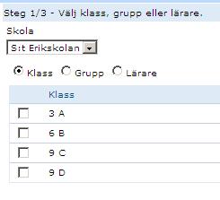 Sida 7 (10) II. För att följa upp elevs frånvaro kan du också skriva ut rapporter. MENY: Frånvaro Rapporter Steg ett; Välj Klass eller grupp.