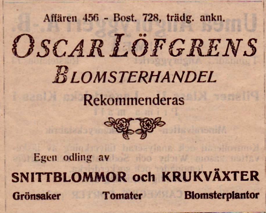 6 Löfgrens Blomsterhandel, Oskar Rådhusespl. 4 Tel.