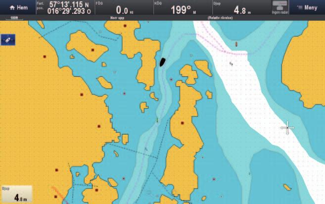 I Navionics sjökort från 2016 är farledssträckningen på fel sida om