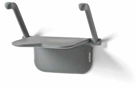 Vägghängd duschsits Relax Luta dig tillbaka och njut Stor bekväm sits Sits och armstöd är uppfällbara Funktionell och diskret design Mått och vikt Etac Relax
