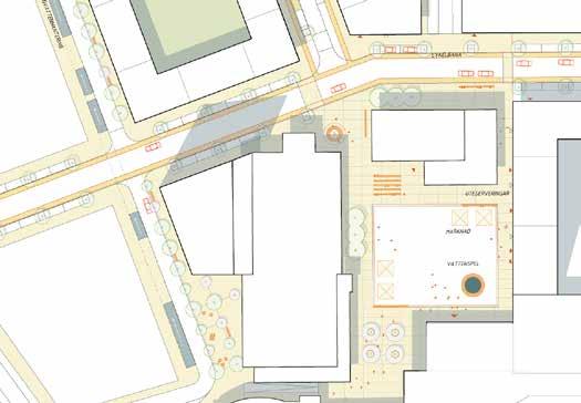 Hit lokaliseras i första hand byggnader med aktiva fasader och ett innehåll med service och publika verksamheter.