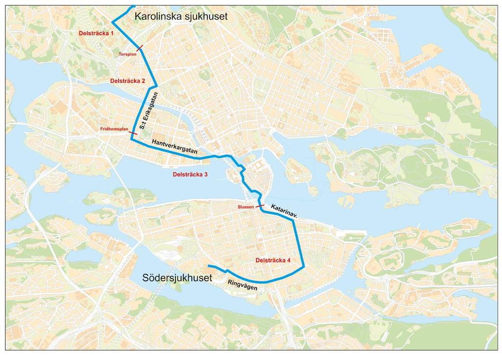 3.3 Linje 3 Karolinska sjukhuset Södersjukhuset Linje 3 kör mellan Karolinska sjukhuset och Södersjukhuset (se figur 15).