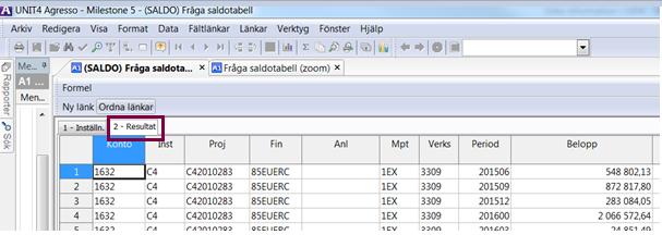 2017-04-05 17 / 80 Fliken Resultat Resultatet av sökningen presenteras automatiskt i ett eget tabellfält. 2.1.1 Spara sökmallar i saldosökning Alla sökningar/frågor kan sparas som en mall, så att du inte behöver göra om hela urvalet om det är en återkommande sökning/fråga där du t.