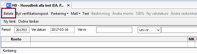 vad som kommer upp automatiskt i Val uppe i konteringsraden). Kontera sedan på det motkonto du vill använda och spara din leverantörsfaktura med F12 du får ett verifikationsnummer. OBS!