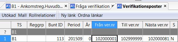 2017-04-05 46 / 80 4.5 Kontroll av arbetsflöde vid intern bokföringsorder Sök fram din verifikation under Fråga verifikation.