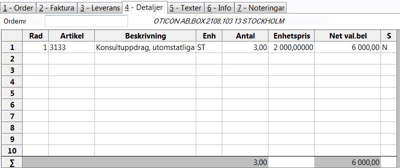 2017-04-05 56 / 80 I flik 4 Detaljer registreras det som ska faktureras.