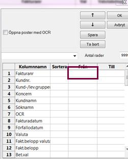 poster för reversering Ändra till Reversera öppen post i rullistan