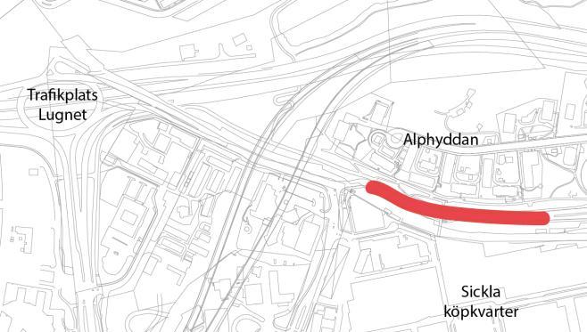 Figur 16. Begränsat vägområde vid Sickla Figur 17. Begränsat vägområde på sträckan mellan Sickla och Järla Sjö 4.