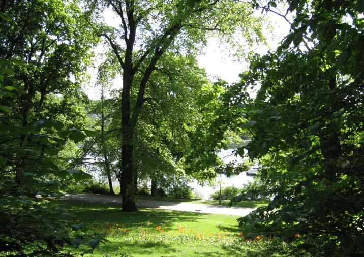 Sociala värden: båtliv, grön oas, picknick, promenader, pulkaåkning, rofylldhet, sitta i solen, vattenkontakt, vild natur Besökstryck: högt i strandparken, lågt i bergsparken Detaljplan: parkmark
