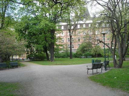 STURE- PARKEN () Mål Bevara och utveckla nuvarande karaktär och värden. Historik Stureparken var tidigare begravningsplats och fattigkyrkogård. Den sista jordfästningen ägde rum.