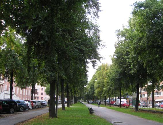 tänkt vara ett grönt parkstråk. Delen vid Tessinparken och österut anlades senare i samband med Gärdets exploatering på 0-talet.