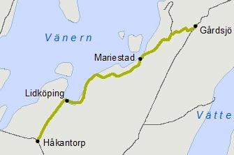 Kinnekullebanan Nedsättning Mariestad-Lugnås km 41+490-50+193. STH 80 p.g.a. dåligt spår. Råbäck-Källby km 72+350-84+584. STH 80 p.g.a. dåligt spår. Lidköping-Håkantorp km 94+390-120+424.