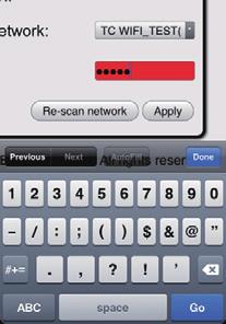 3 Ange lösenordet för WiFi-nätverket i den röda rutan och klicka eller tryck sedan på Apply (tillämpa). 4 Klicka eller tryck på OK.