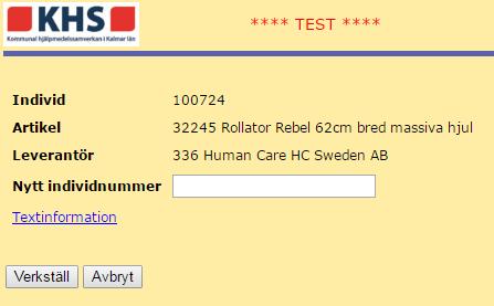 20 (33) Textinformation För att läsa individkortstext, klicka på Textinformation. Här finns information om tidigare reparationen m.m. som gjordes före KHS tid.