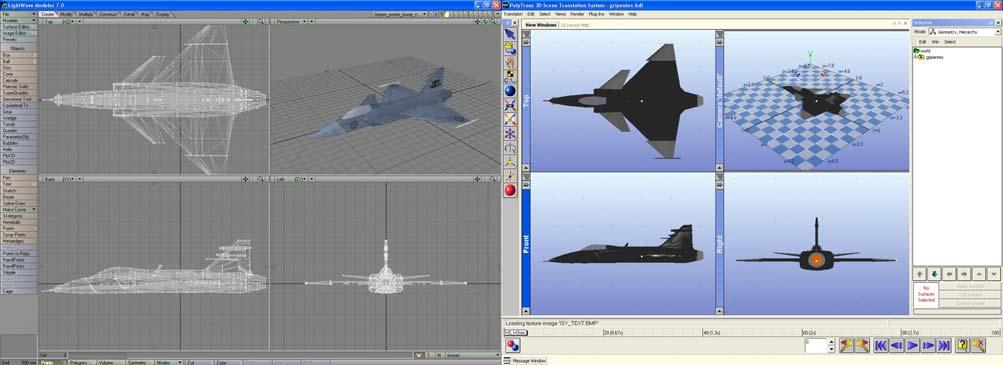 Flygsimulator 5-5-8 Polytrans är 4... Båda dessa program kan ses i Figur. Om möjligheten finns är det antagligen enklare att göra modeller direkt i ds Max eller ACD för användning i FlightGear.