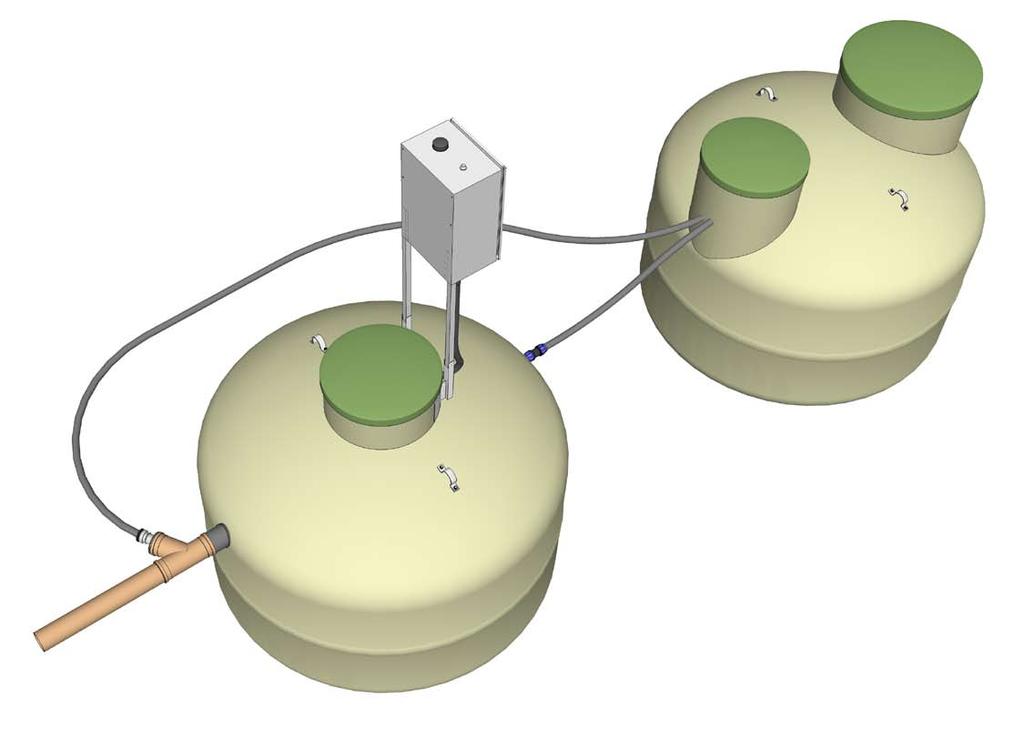 BAGA biotank Installationsanvisning Returledningen skall gå in i övre delen av tilloppsledningen och ledas in i riktning mot BAGA Easy.