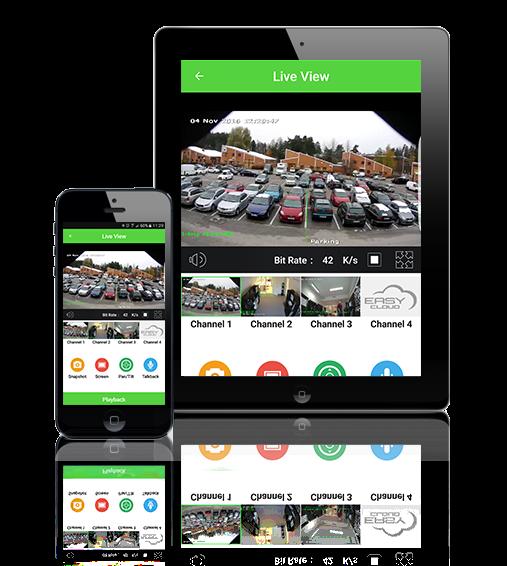 Med mobilappen (iphone och Android) får du en snabb överblick över samtliga kameror och med lagring i HD-format får du alltid skarpa
