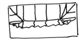 8. Lägg U -ställningen så att den tvärgående tältstången ligger mitt i tältet; detta gör att de parallella tältstängerna kommer att sticka ut. 9. Veckla ut duken inuti tältställningen.